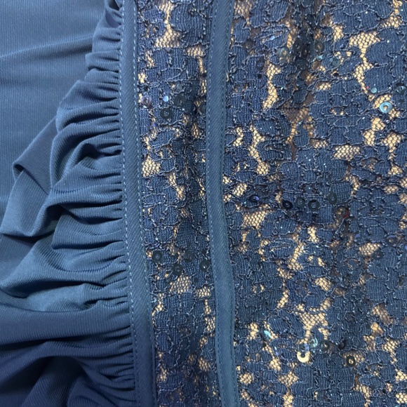 Nightway Women's Blue Lace Solid Sleeveless Halter Full-Length Dress NWT - Picture 9 of 10